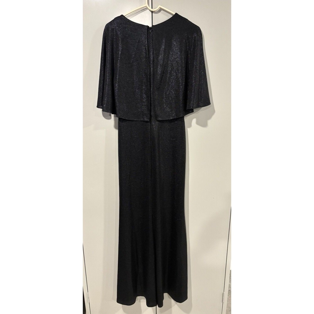 NEW Lauren Ralph Lauren Women's Black Twist-Front Cape-Overlay Gown Dress Sz 10 - Picture 5 of 7